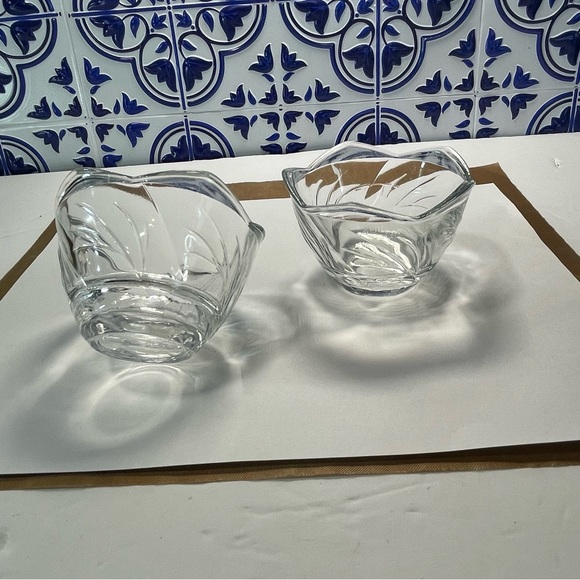 Vintage candleholders lot clear glass floral pattern & frosted crackle globe set - Picture 6 of 16